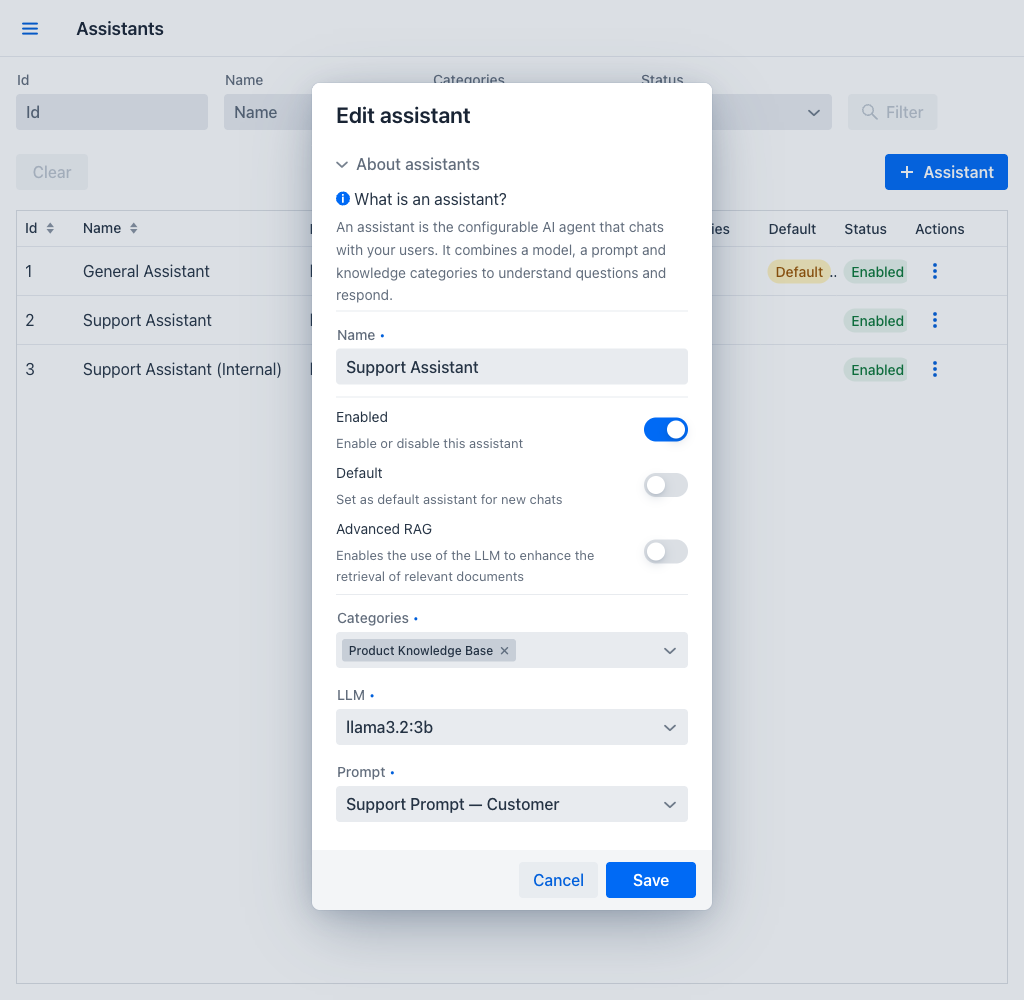 Assistant Creation Dialog