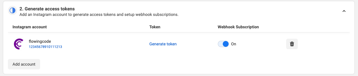 Connected Instagram account with webhook subscription enabled