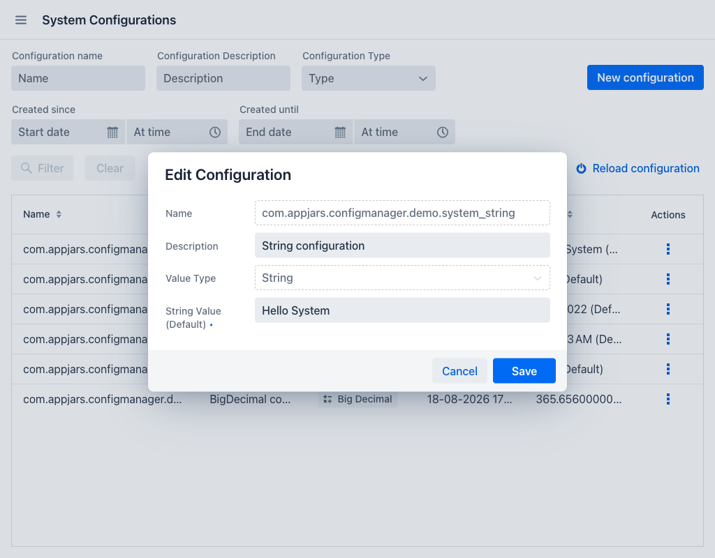 Edit Configuration dialog