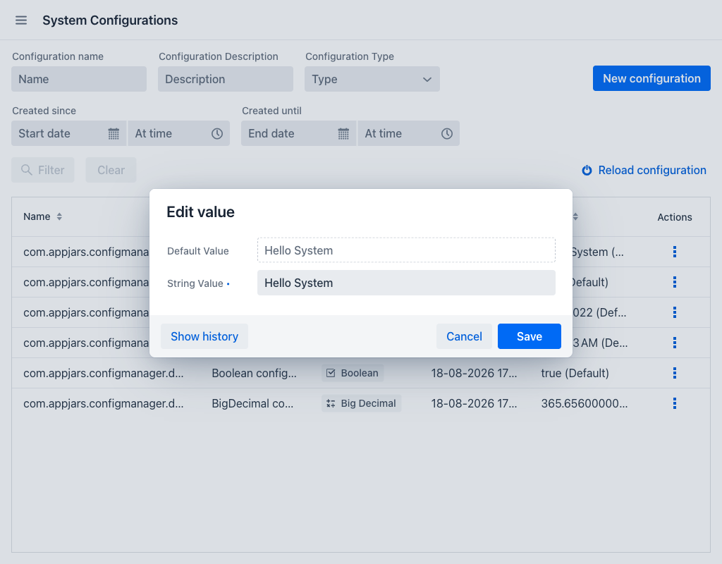 Edit value dialog